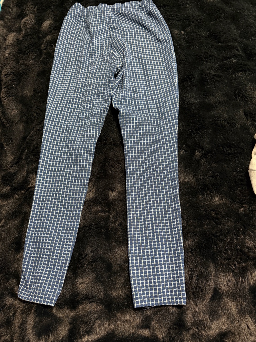 SHEIN Blue Grid-Print Slim Chinos